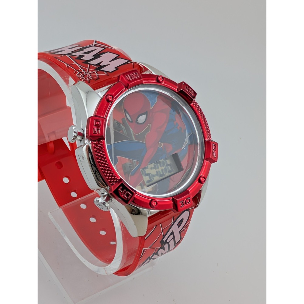 Accutime Spiderman Kids Digital‎ LED Light Up Watch Red Band- New Battery - Picture 2 of 9